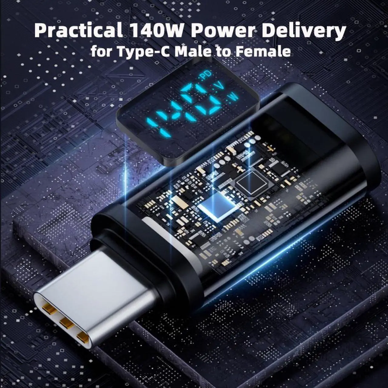 Alt view image 5 of 7 - Cablecc 3pcs/lot Type-C Smart LED Display USB-C Female to USB Type-A 8P Adapter Data Current Voltage Fast Charging Monitoring Display Tester Detector