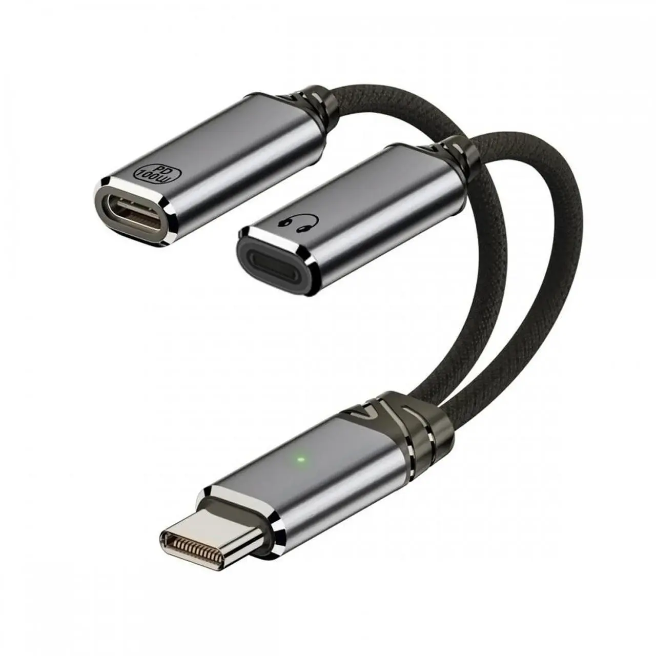 Alt view image 2 of 7 - Jimier USB-C Type-C Male to 8P Female Audio DAC AUX Music 16bit 48kHz & 100W PD Power Cable for Laptop Tablet Phone