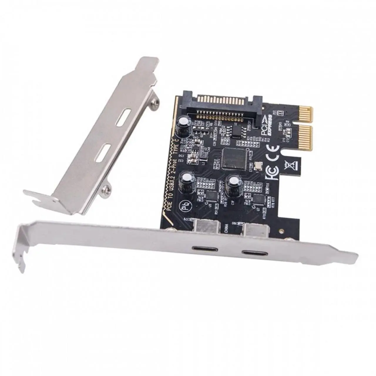 Alt view image 2 of 7 - Cablecc USB3.1 Gen1 5Gbps Dual Type-C USB-C Female to PCI-E Express 1x Card Adapter ASM1042 with Low Profile Bracket