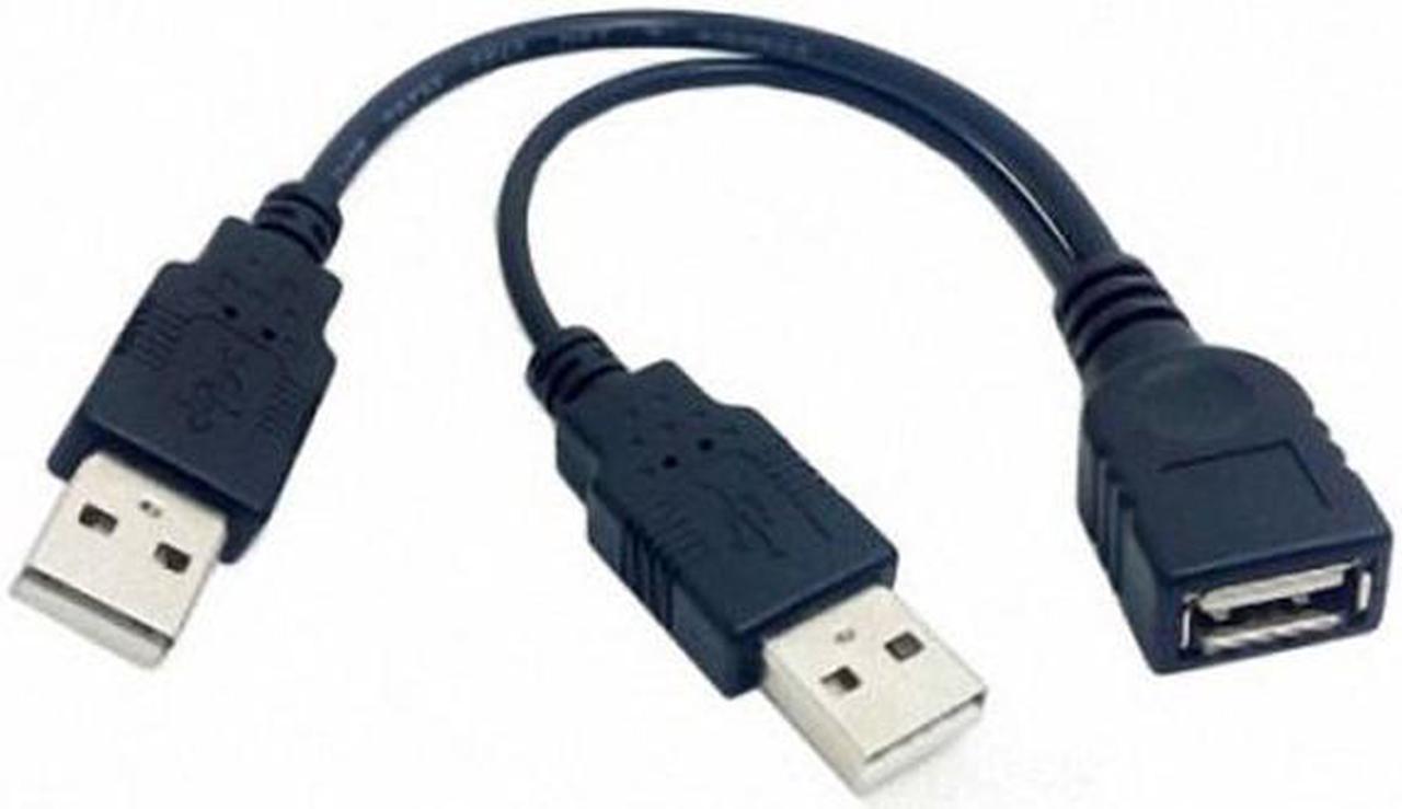 CHENYANG Black USB 2.0 Female A to Dual A Male Extra Power Data Y Extension Cable for 2.5" Mobile Hard Disk