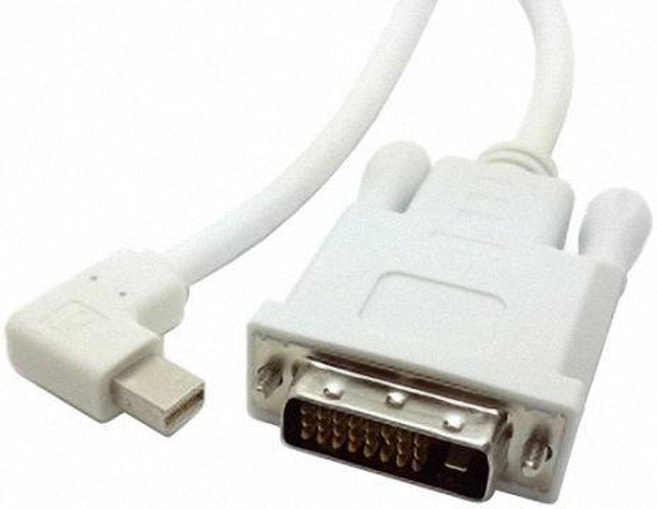 CHENYANG White color Left Angled 90 degree Mini DisplayPort DP Male Source to DVI Male Sink Monitor Cable 5ft 1.5m