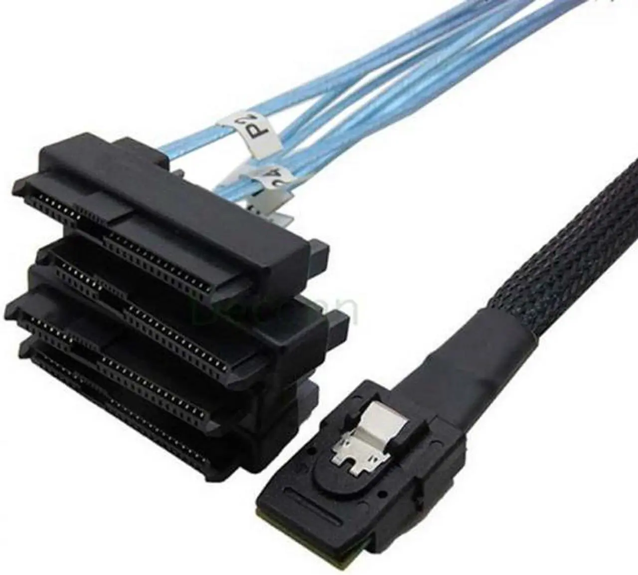 Alt view image 3 of 7 - CY Internal 36 Pin Mini SAS SFF-8087 Host to 4 SFF-8482 Target SAS Hard Disk and SATA Power Cable 100cm SF-091-1.0M