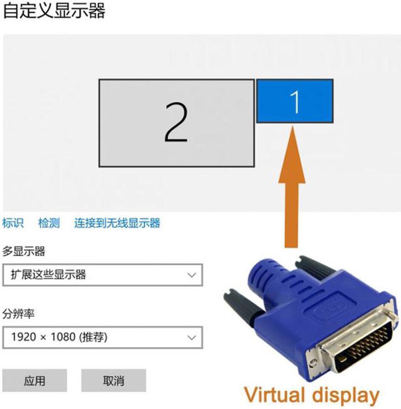 Alt view image 5 of 6 - CHENYANG CY Virtual Display Adapter DVI DDC EDID Dummy Plug Headless Ghost Display Emulator 2560x1600p@60Hz