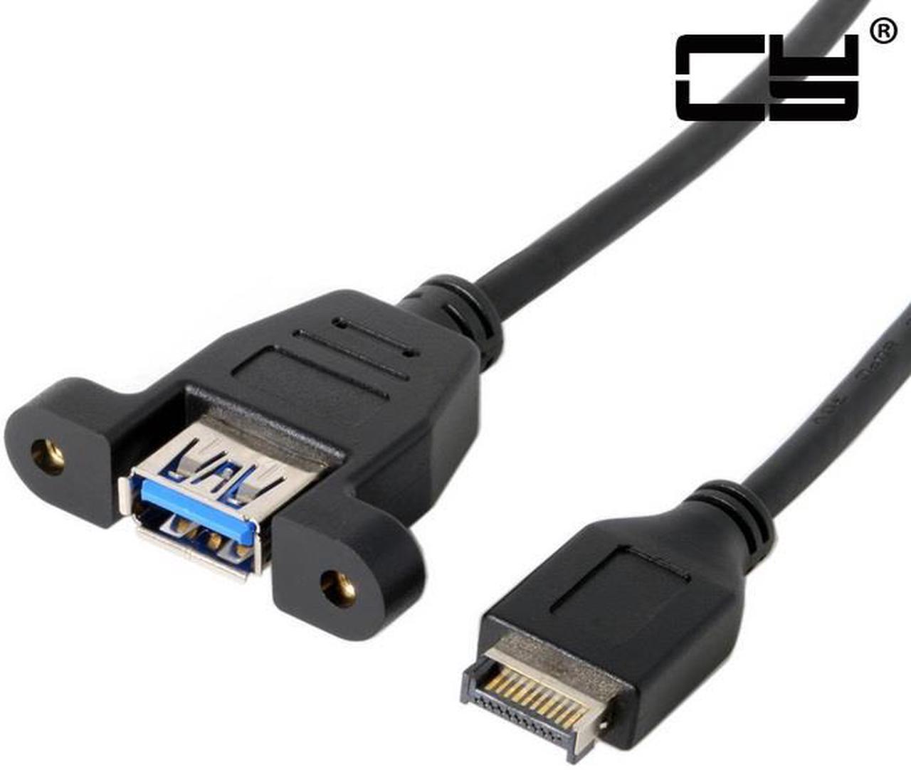 Alt view image 2 of 7 - Chenyang USB 3.1 Front Panel Header to USB 3.0 Type-A Female Extension Cable 50cm Panel Mount Type