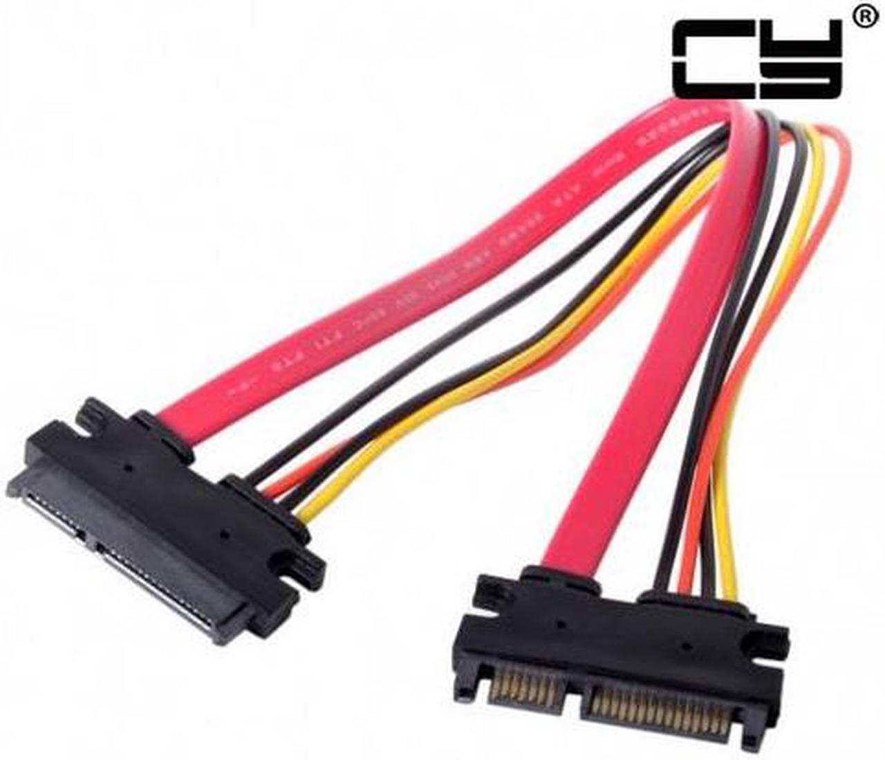 CHENYANG  SATA III 3.0 7+15 22 Pin SATA Male to Female Data Power Extension Cable 30cm Red Color