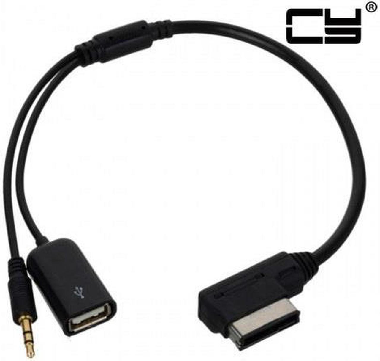 CHENYANG Media In AMI MDI to Stereo 3.5mm Audio & USB Female Aux Adapter Cable For Car VW AUDI 2014 A4 A6 Q5 Q7