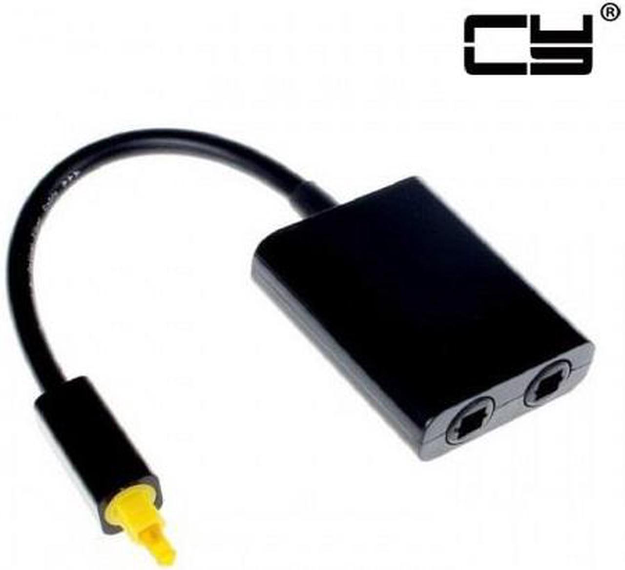 CHENYANG Dual Port Toslink Digital Optical Audio Splitter Adapter  Fiber Optic Audio Cable 1 In 2 Out Black