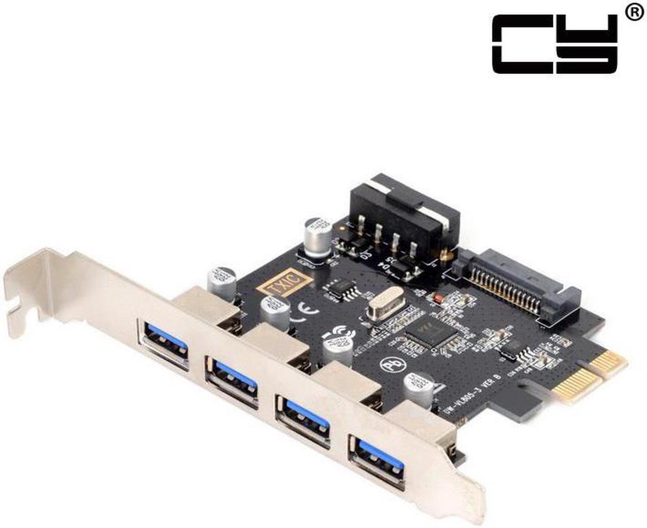 Alt view image 2 of 8 - Chenyang 4 Ports PCI-E to USB 3.0 HUB PCI Express Expansion Card Adapter 5Gbps for Motherboard