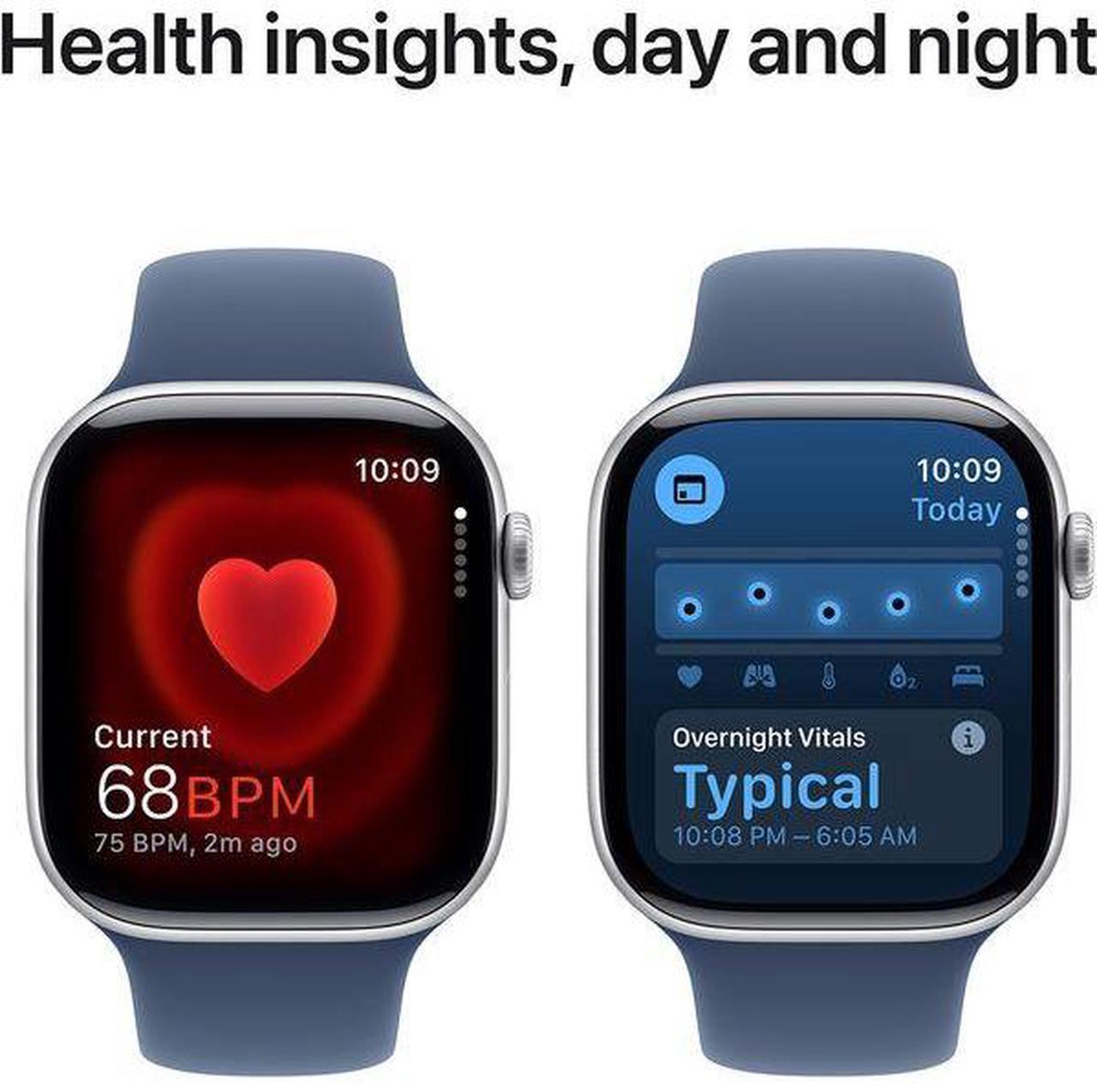 Alt view image 3 of 3 - Apple Watch Series 10 46mm (GPS + Cellular) Aluminum Silver with Medium/Large Denim Sport Band
