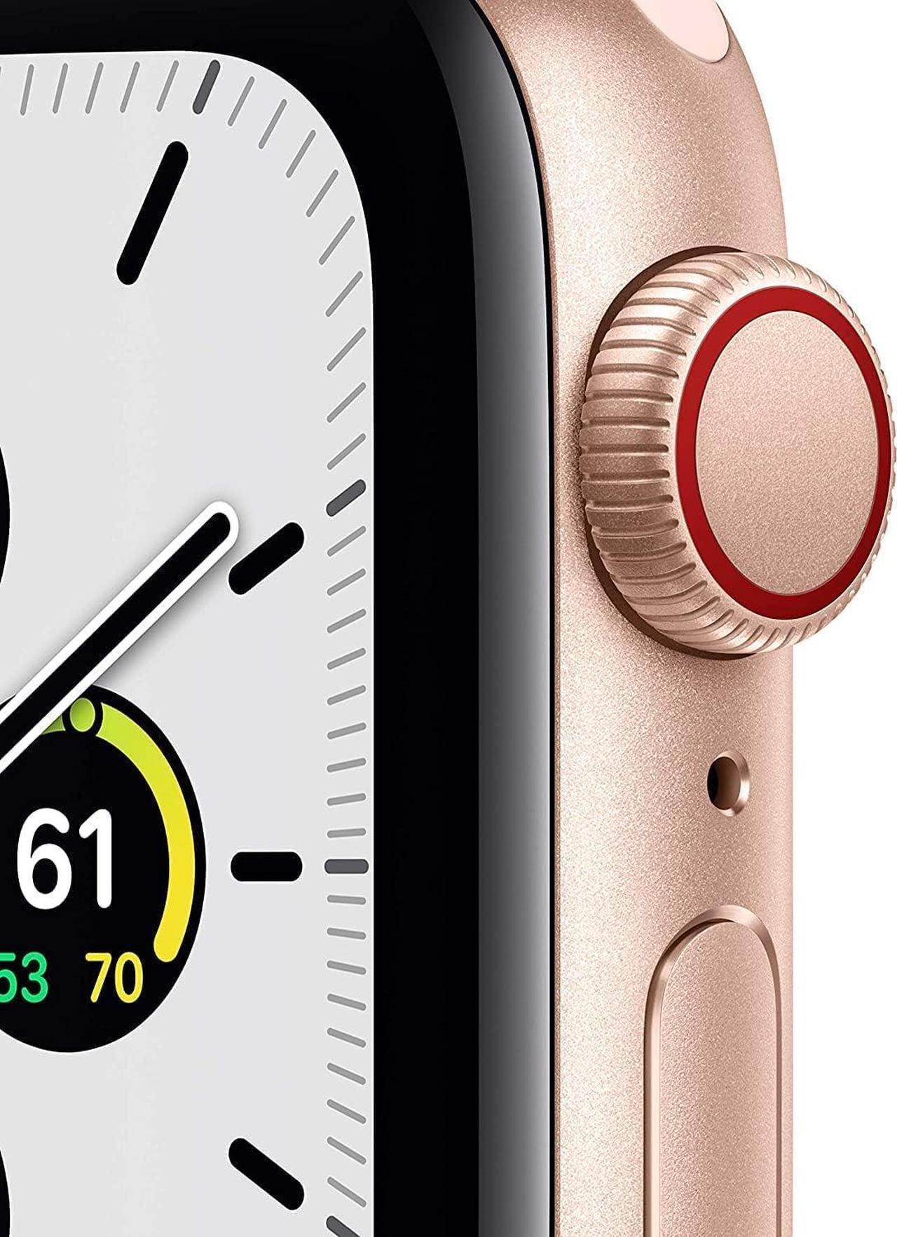 Alt view image 3 of 4 - Apple Watch SE 40mm (GPS + Cellular) Aluminum Gold Case with Pink Sport Band (Grade B+)