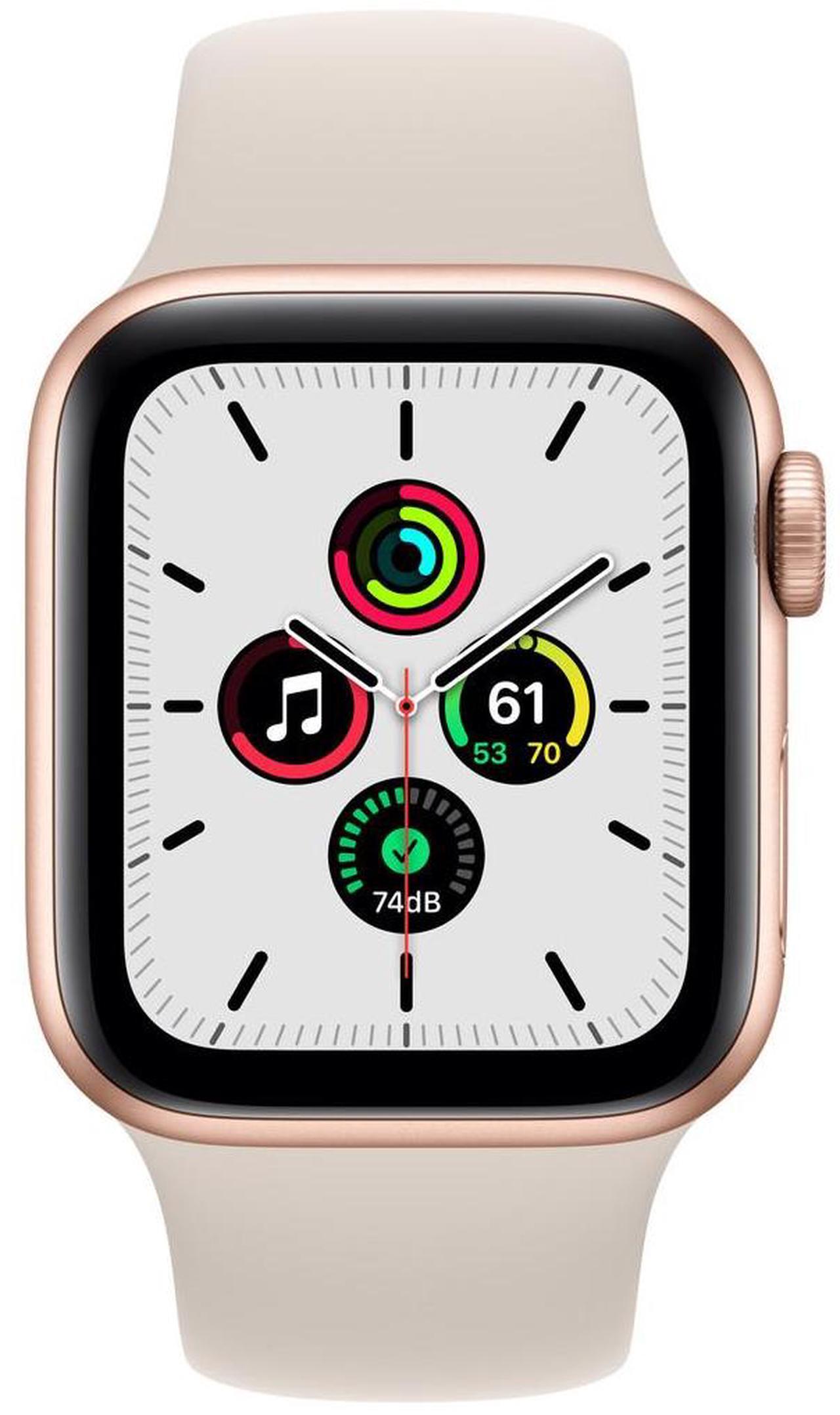 Alt view image 2 of 4 - Apple Watch SE 40mm (GPS + Cellular) Aluminum Gold Case with Pink Sport Band (Grade B+)