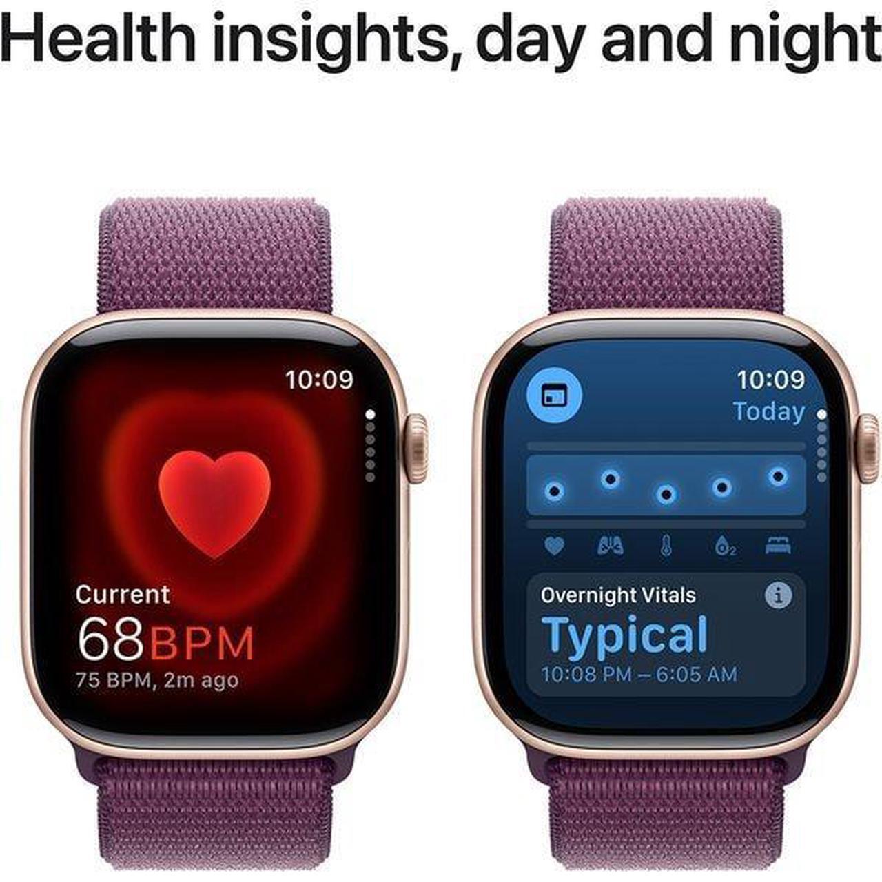 Alt view image 3 of 4 - Apple Watch Series 10 42mm (GPS + Cellular) Aluminum Rose Gold Case with Plum Sport Loop (Grade A)