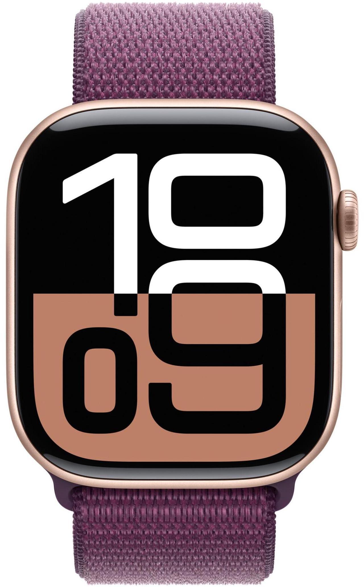 Alt view image 2 of 4 - Apple Watch Series 10 42mm (GPS + Cellular) Aluminum Rose Gold Case with Plum Sport Loop (Grade A)