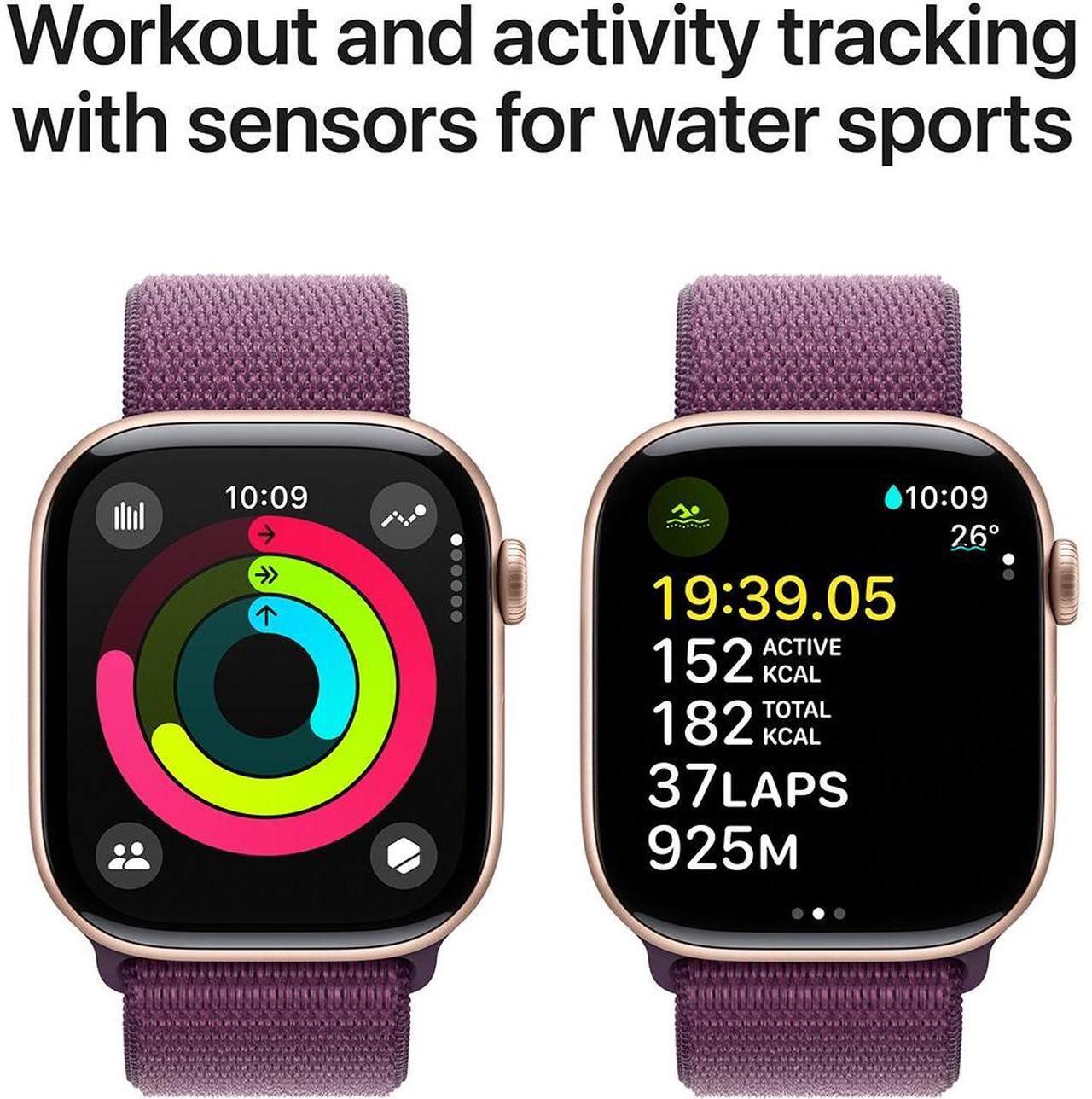 Alt view image 4 of 4 - Apple Watch Series 10 42mm (GPS + Cellular) Aluminum Rose Gold Case with Plum Sport Loop (Grade A)
