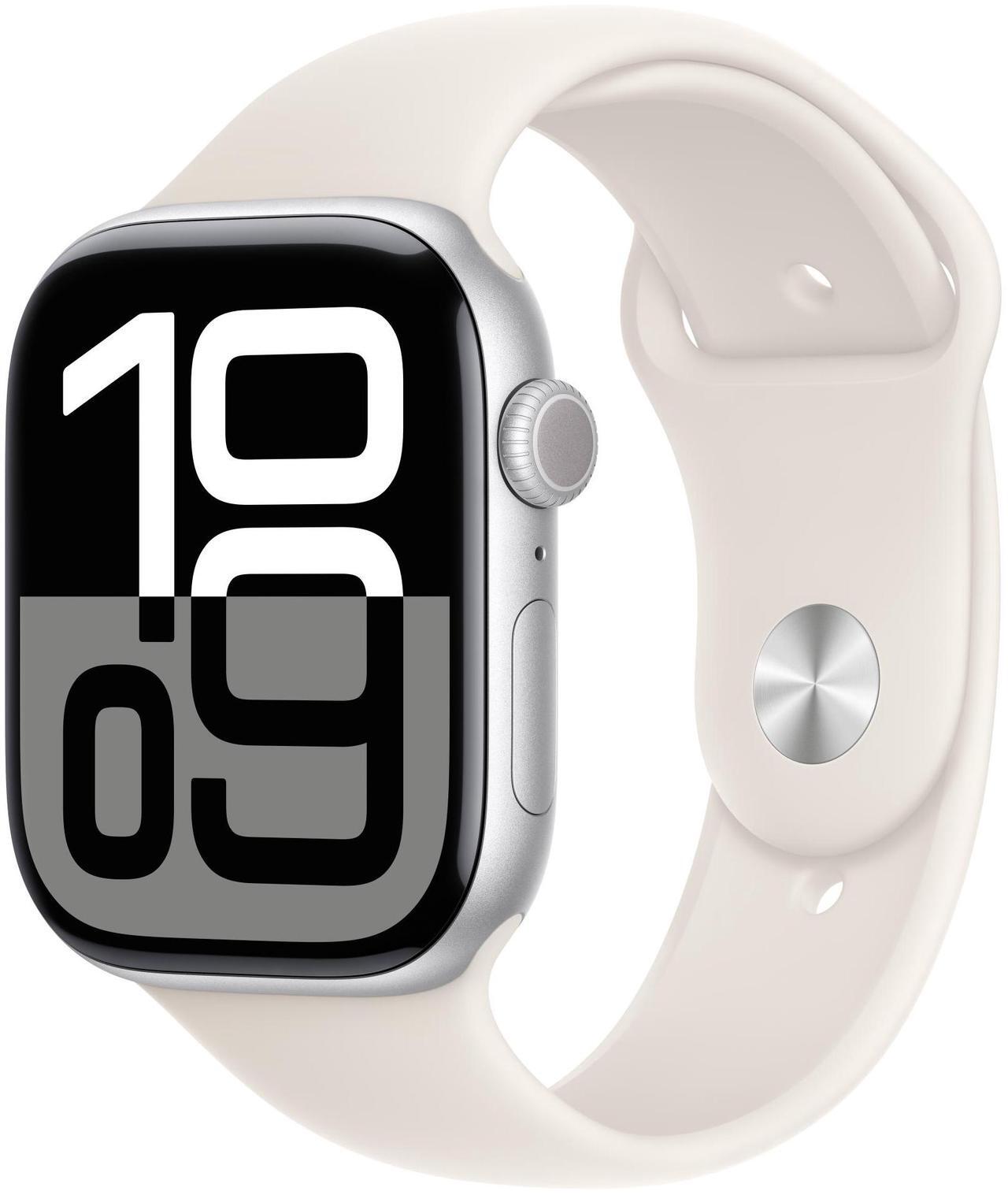 Main image of Apple Watch Series 10 46mm (GPS + Cellular) Aluminum Silver Case with Starlight Sport Band M/L - Grade A