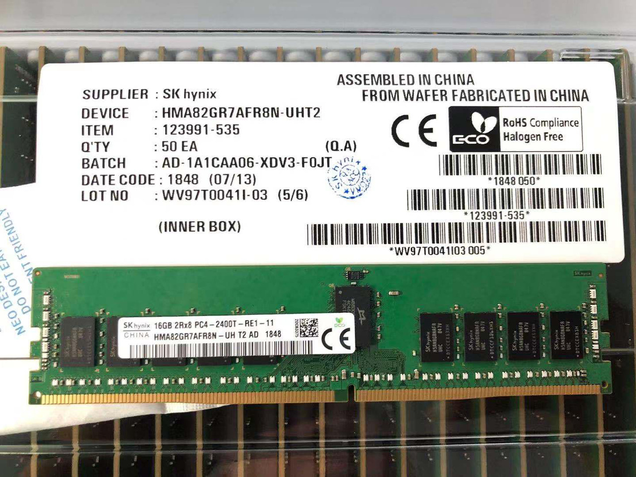 For HP 840818-001 SK Hynix 16GB 2400T PC4 DDR4 HMA82GU7AFR8N - UH TO A
