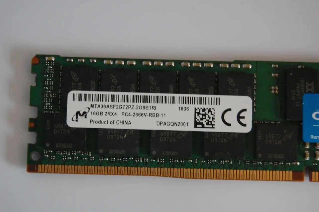 Alt view image 2 of 5 - Micron/Crucial 16GB (1 x 16GB) PC4-2666V 2RX4 CL19 1.2V ECC DDR4 Memory CT16G4RFD4266 (MTA36ASF2G72PZ-2G6E1) 1