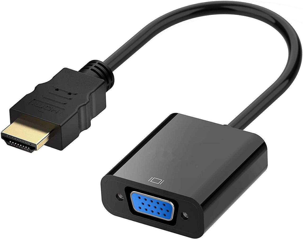 HDMI to VGA, Gold-Plated HDMI to VGA Adapter (Male to Female) for Computer, Desktop, Laptop, PC, Monitor, Projector, HDTV, Chromebook, Raspberry Pi, Roku, Xbox and More - Black