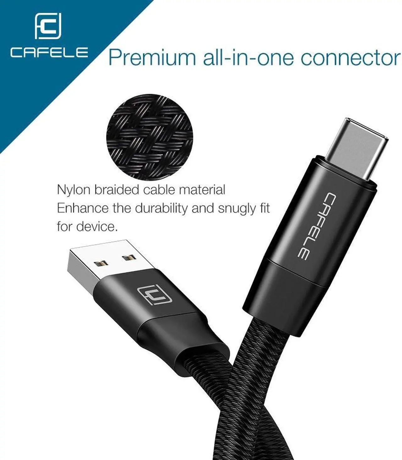 Alt view image 6 of 7 - Retractable USB Type C Cable, CAFELE Auto-Contraction Nylon Braided Charging Data Sync Cable Cord for Samsung Galaxy S8 plus Note 8, Pixel XL, Moto Z Z2, LG G5 G6 V20, Nexus 6P 5X, ( Grey, 2ft )