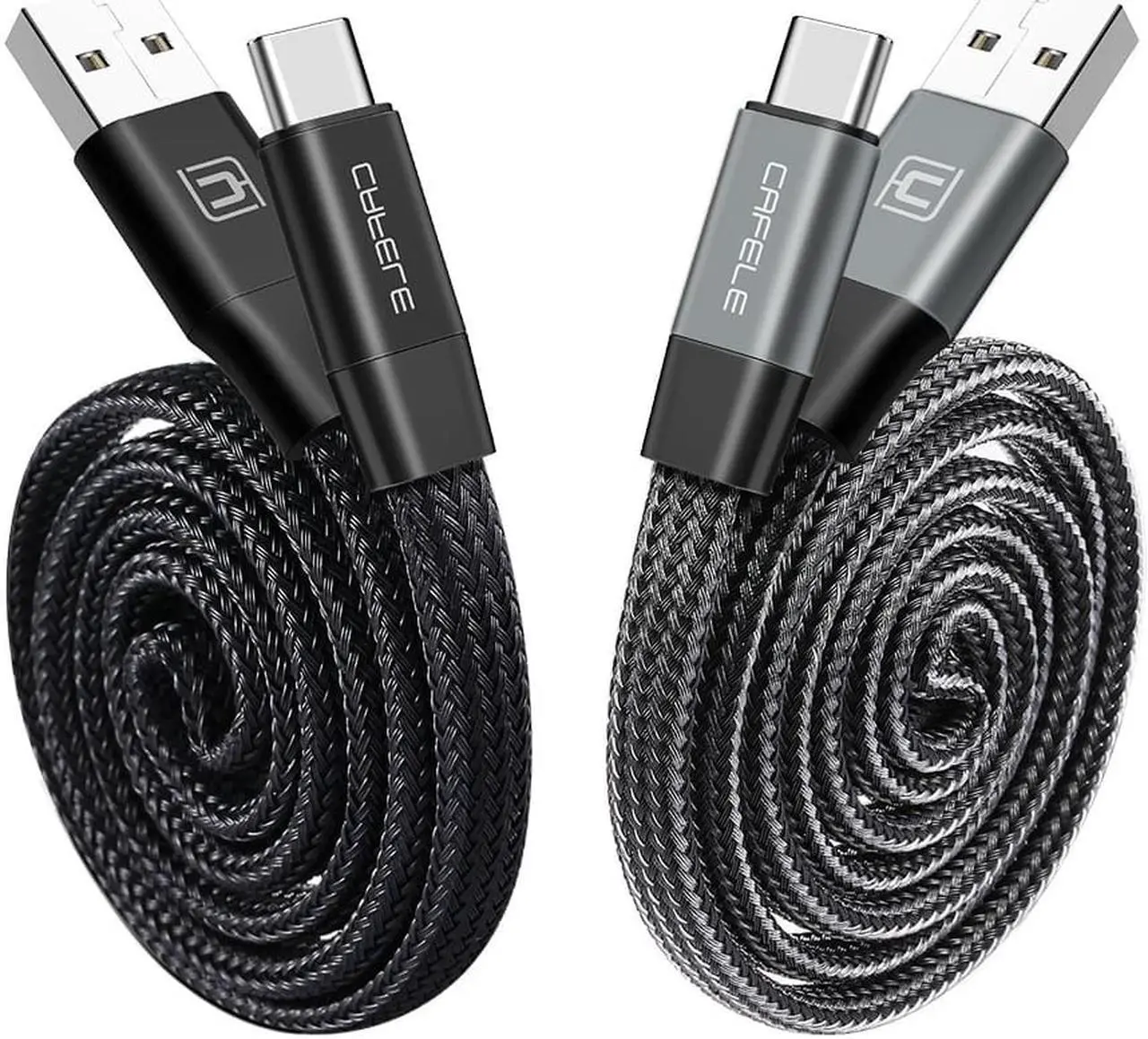 Main image of Retractable USB Type C Cable, CAFELE Auto-Contraction Nylon Braided Charging Data Sync Cable Cord for Samsung Galaxy S8 plus Note 8, Pixel XL, Moto Z Z2, LG G5 G6 V20, Nexus 6P 5X, ( Grey, 2ft )