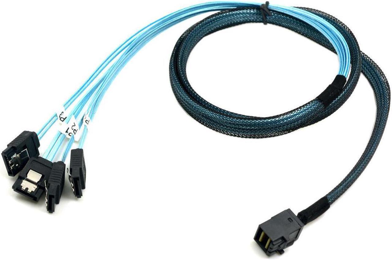 Mini SAS SFF-8643 Target to 4 SATA 7pin Host Hard Disk Data Server Raid Cable