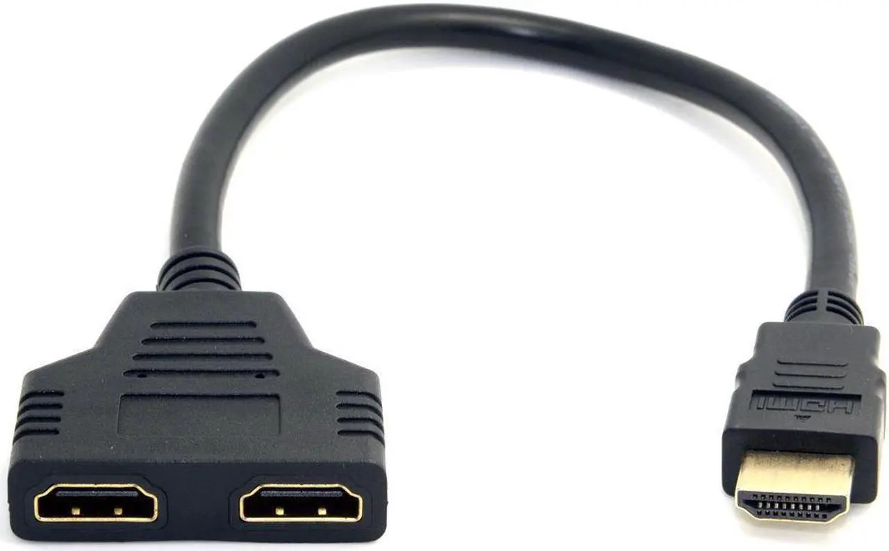 Alt view image 5 of 7 - One HDMI Male to Dual HDMI Female Y Splitter Switch Extension Adapter Cable