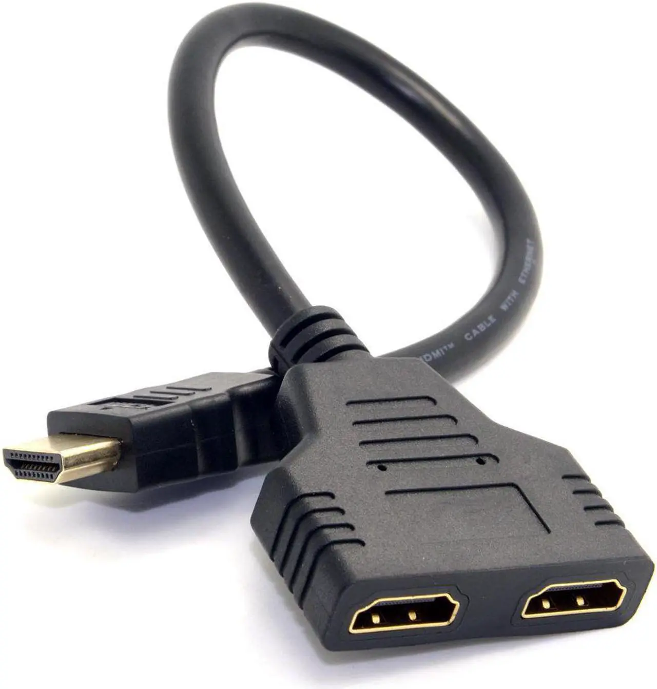 Alt view image 3 of 7 - One HDMI Male to Dual HDMI Female Y Splitter Switch Extension Adapter Cable