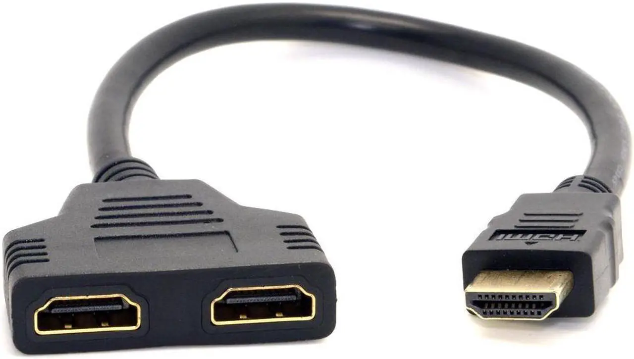 Alt view image 2 of 7 - One HDMI Male to Dual HDMI Female Y Splitter Switch Extension Adapter Cable