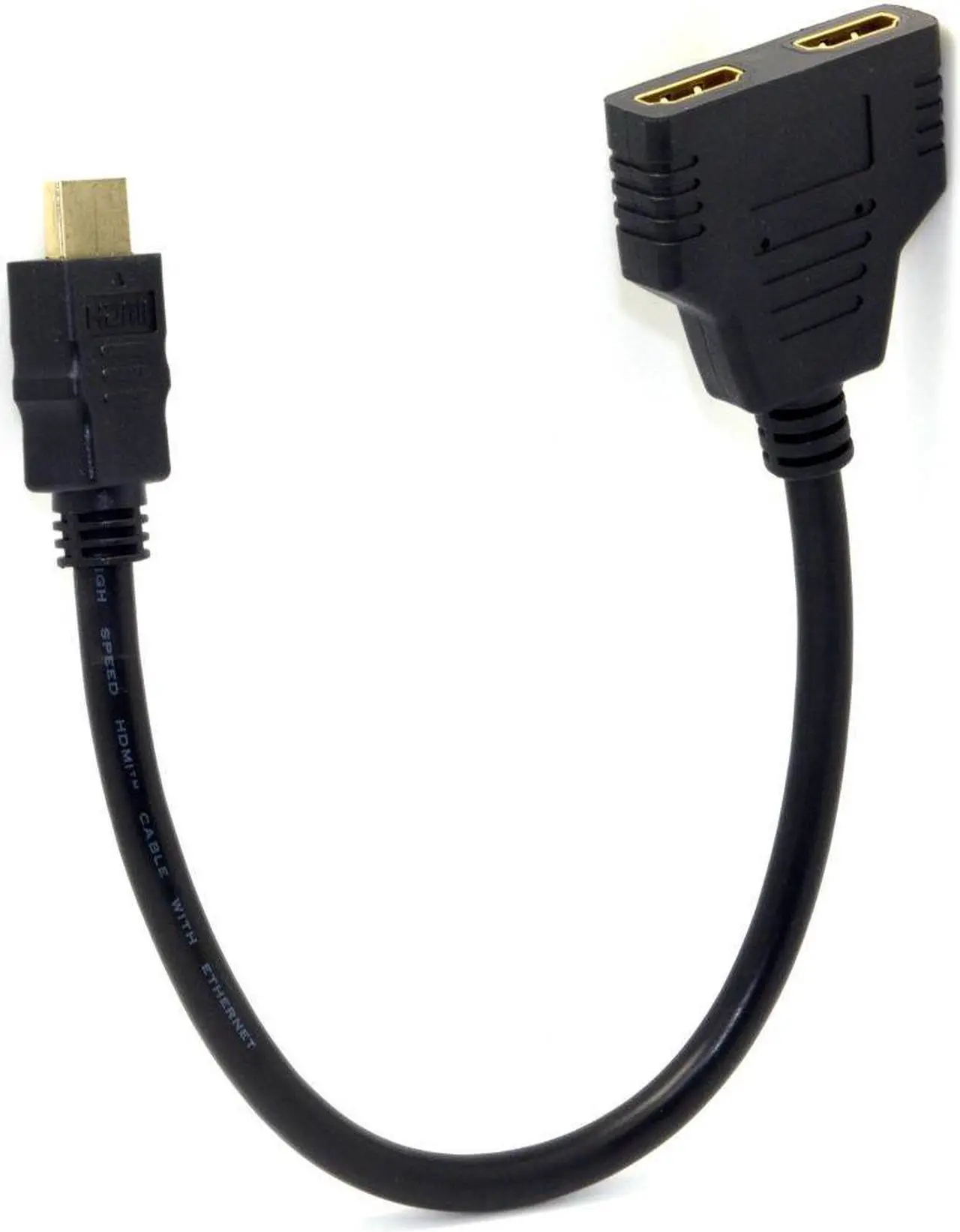 Alt view image 7 of 7 - One HDMI Male to Dual HDMI Female Y Splitter Switch Extension Adapter Cable