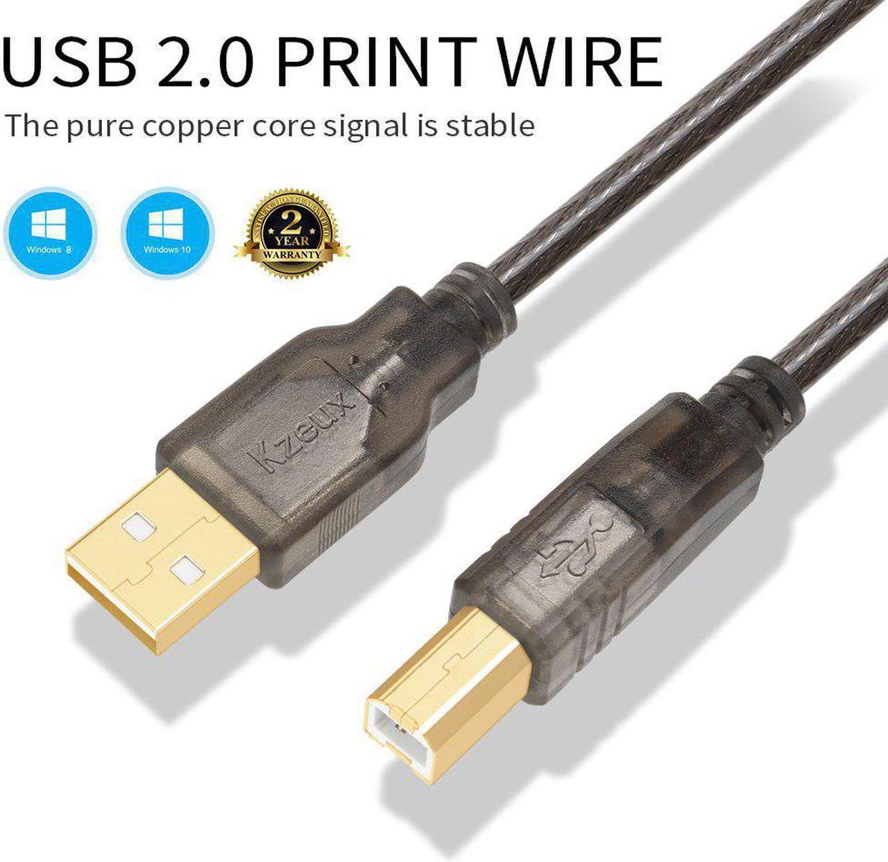 Printer Cable USB Printer Scanner Cable 15ft High Speed USB 2.0 A Male to B Male Cord for HP, Canon, Epson, Dell, Samsung etc