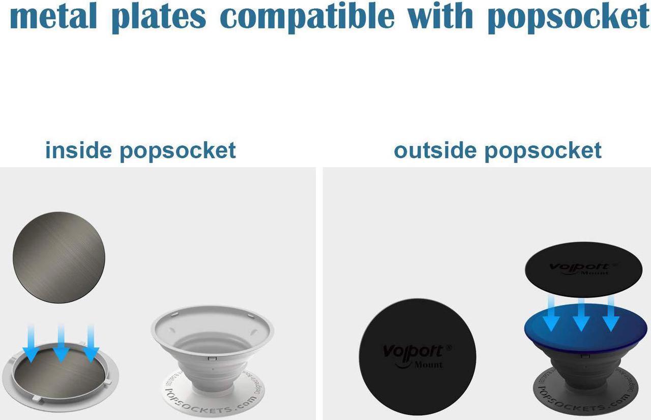 Alt view image 5 of 7 - Sticky Adhesive Compatible with Pop Socket, VOLPORT 3M VHB Double Sided Tape Sticker Pads Compatible Pop-Socket with Round Magic Metal Plate Replacement Kit for Magnetic Phone Car Mount Magnet Holder