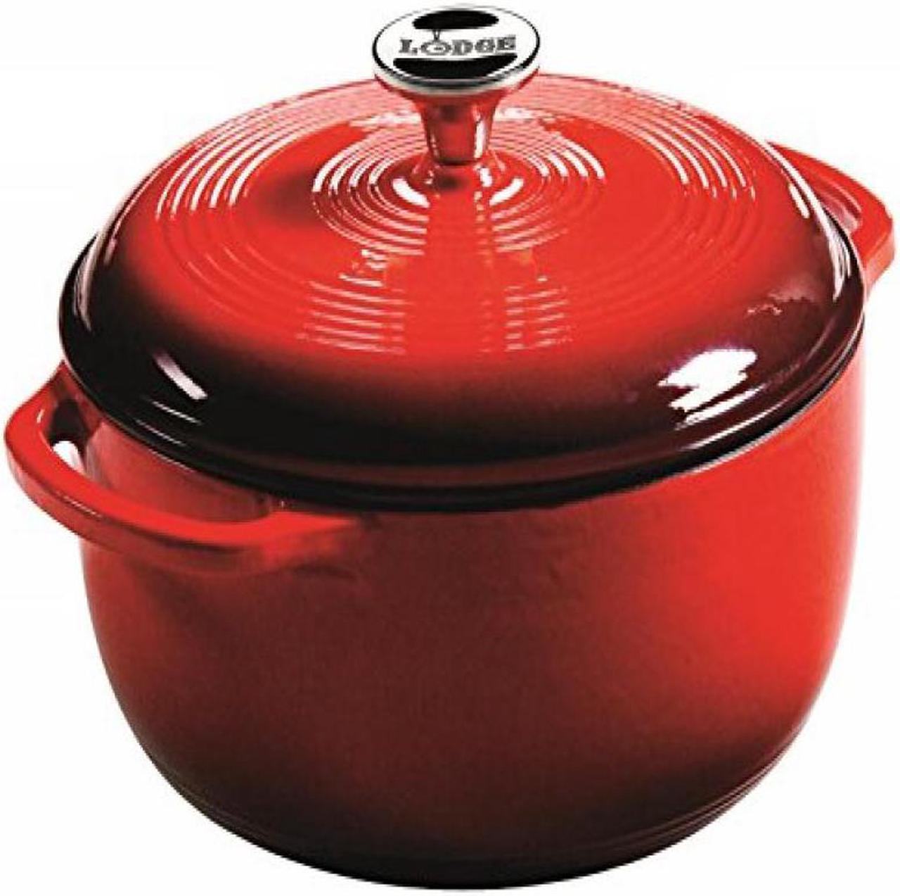 Lodge EC4D43 Enameled Cast Iron Dutch Oven, 4.5-Quart, Island Spice Red