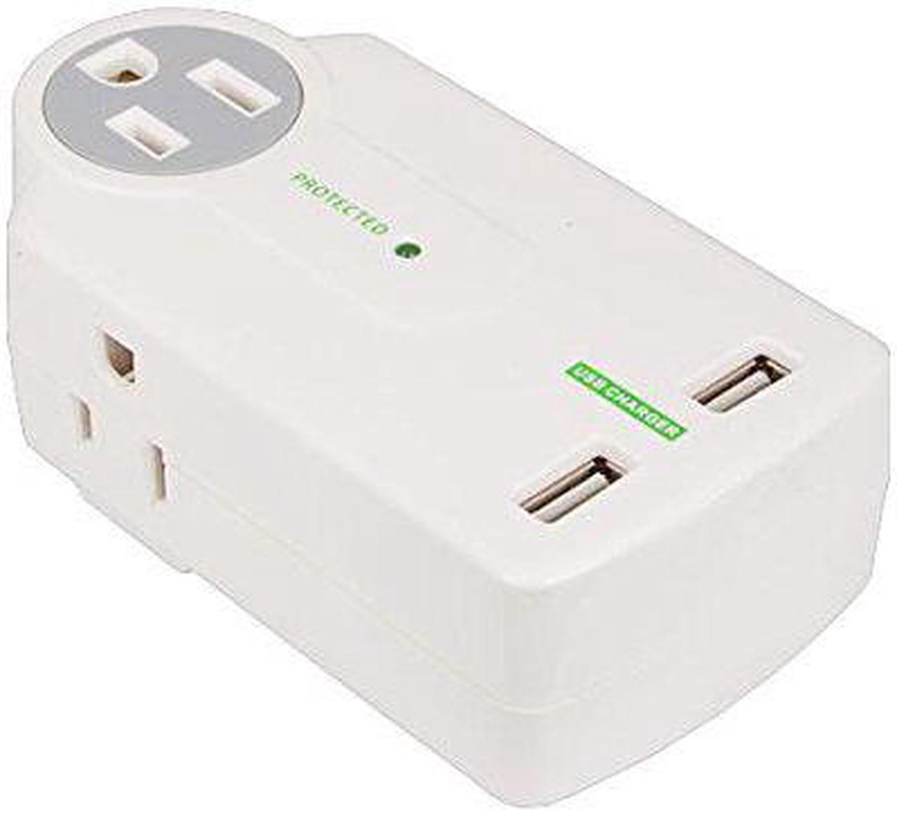 Alt view image 3 of 3 - Cable Leader 3 AC Outlet Surge Protector Wall Tap with 2 USB Ports