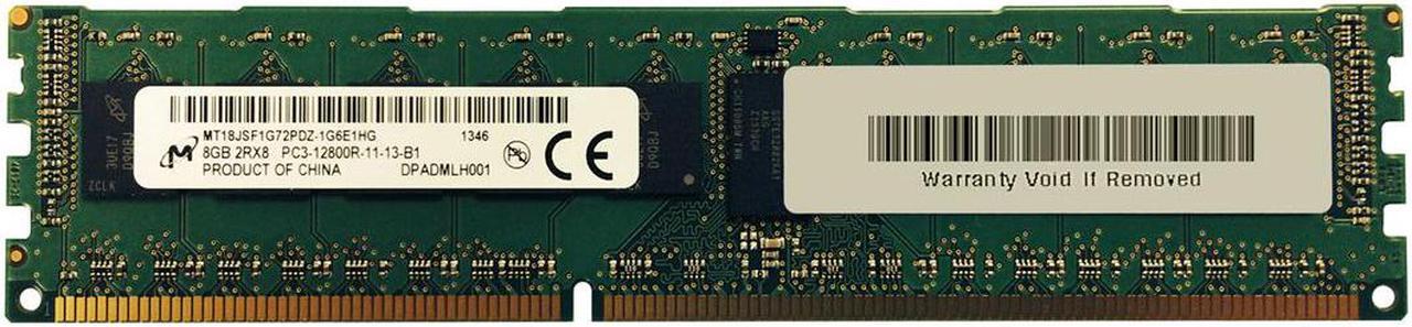 Alt view image 2 of 3 - Micron Mt18jsf1g72pdz-1G6e1  8Gb (1X8gb) Pc312800 Ddr31600mhz Sdram 2Rx8 Cl11 Ecc Registered 240Pin Dimm Memory Module