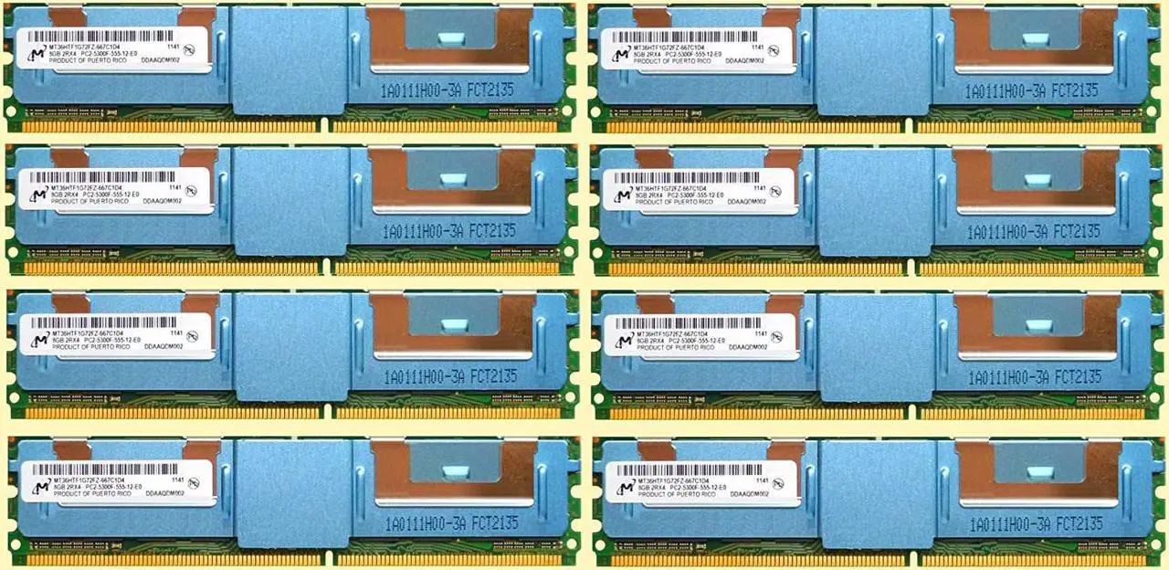 Main image of Dell 64GB Kit ( 8 x 8GB ) DDR2 5300F 677MHz Fully Buffered ECC Server Memory Ram for Dell Poweredge 1950 2950 6950 Precision 690 T7400 HP Compatible