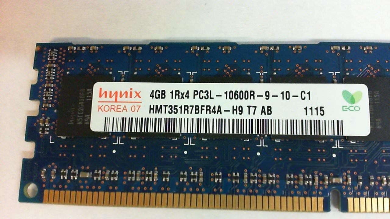Main image of HYNIX HMT351R7BFR4A-H9 4GB SERVER DIMM DDR3 PC10600(1333) REG ECC 1.35v 1RX4 240 512MX72 512mX4 CL9