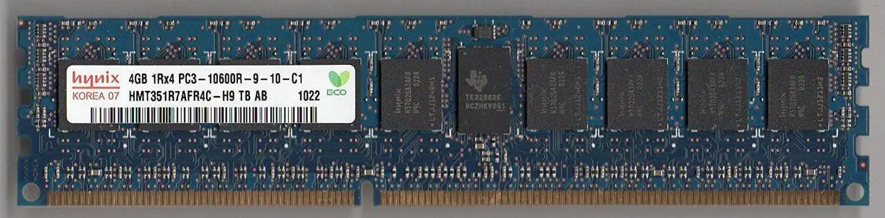Main image of HYNIX HMT351R7AFR4C-H9 PC3-10600R DDR3 1333 4GB ECC REG 1RX4 (FOR SERVER ONLY)
