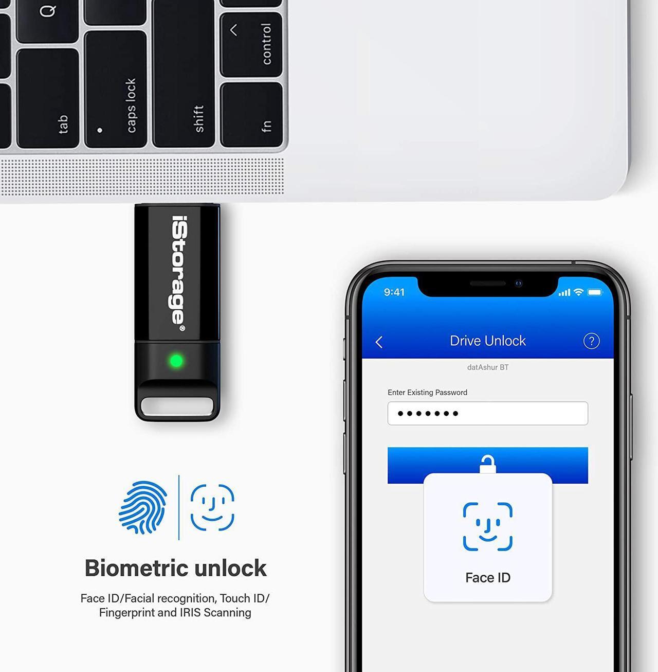 Alt view image 6 of 15 - iStorage datAshur BT USB 3.2 Encrypted Secure Flash Drive 64GB - Unlock wirelessly via your smartphone using Bluetooth (iOS/Android) - Remote Management Ready (IS-FL-DBT-256-64)