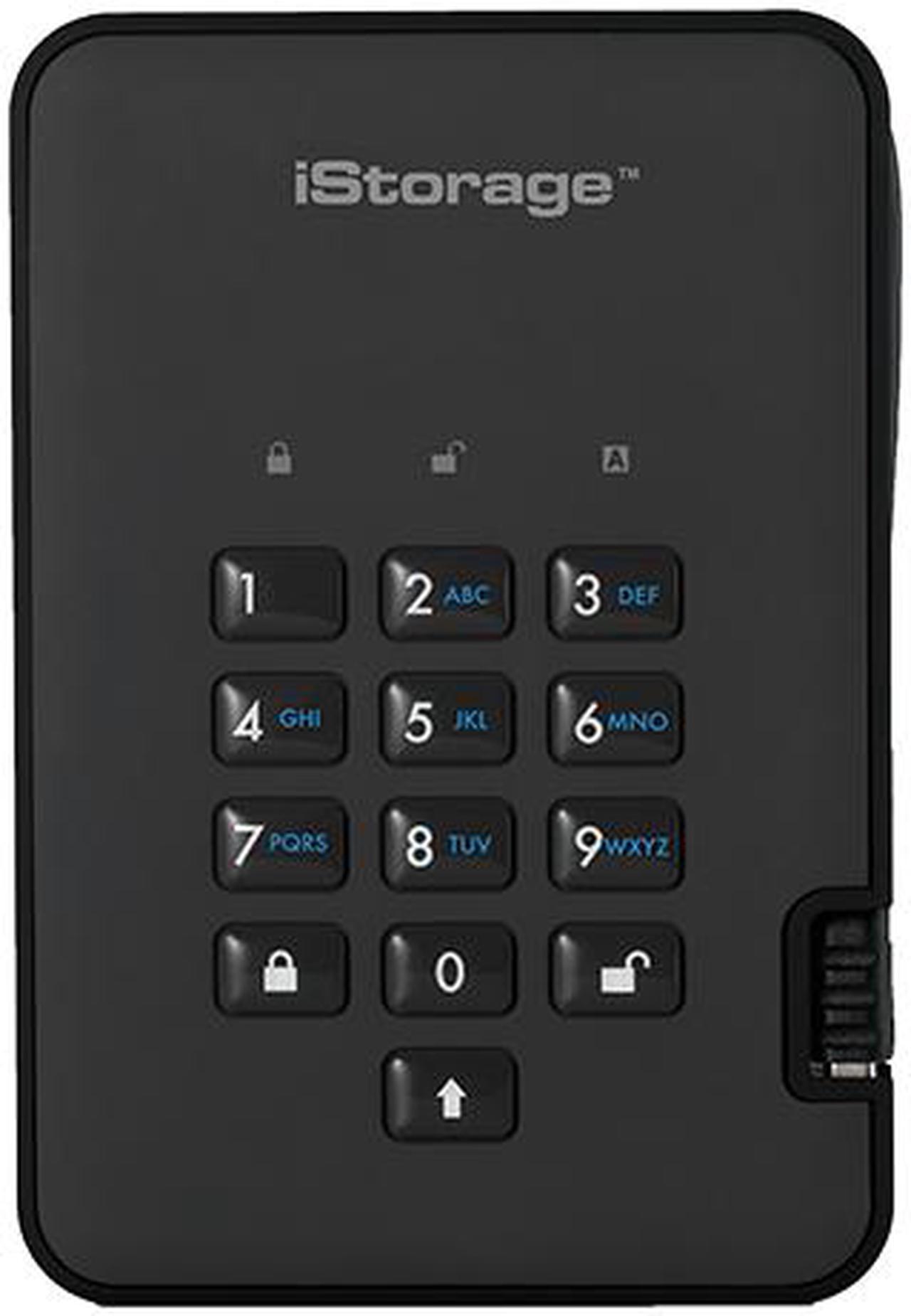 Main image of iStorage diskAshur2 SSD 8TB Black - Secure portable solid state drive - Password protected, dust and water resistant, portable, military grade hardware encryption USB 3.2  IS-DA2-256-SSD-8000-B
