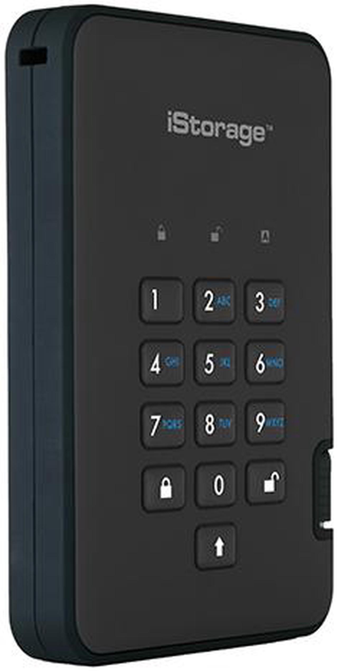 Alt view image 3 of 10 - iStorage diskAshur2 SSD 8TB Black - Secure portable solid state drive - Password protected, dust and water resistant, portable, military grade hardware encryption USB 3.2  IS-DA2-256-SSD-8000-B
