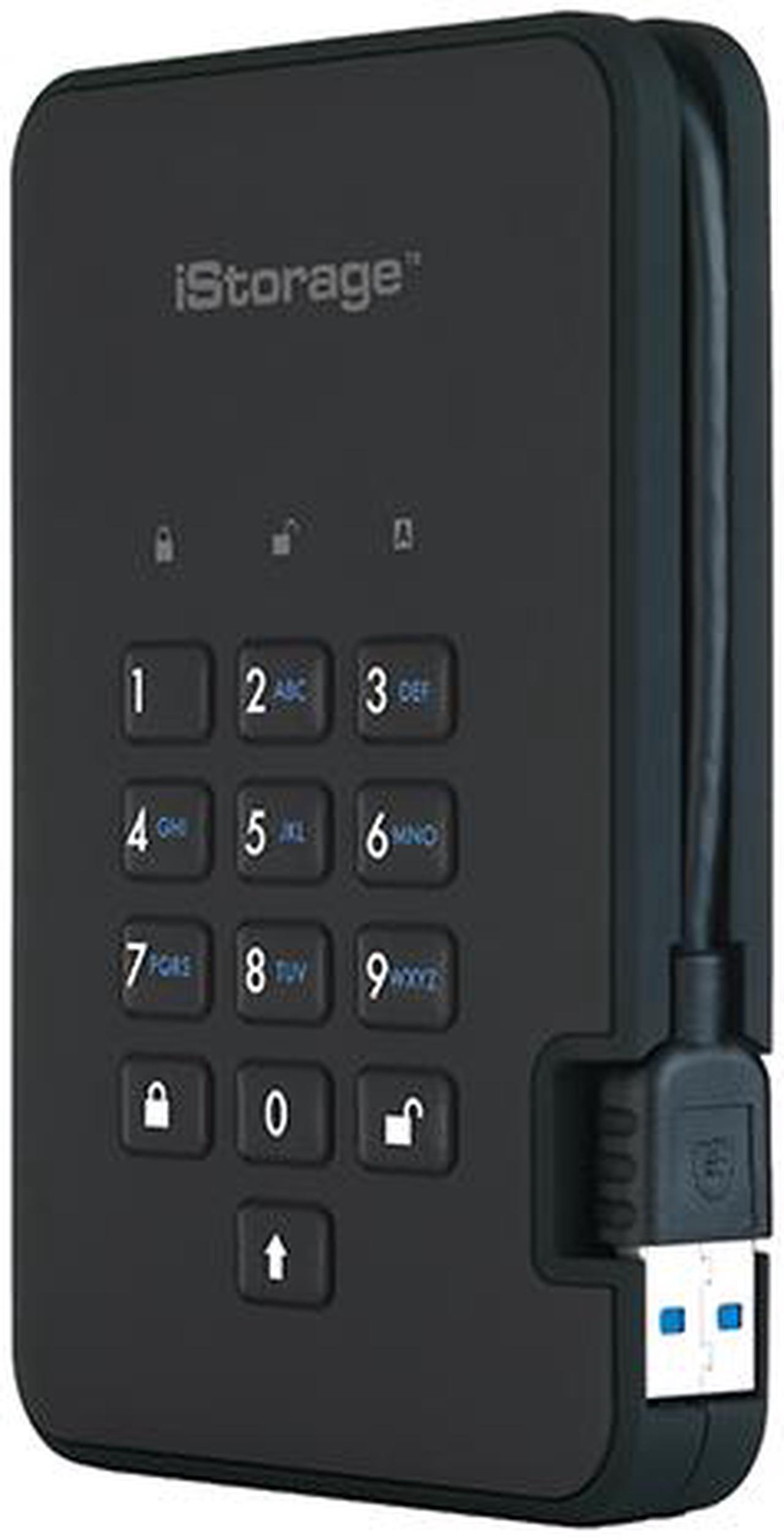 Alt view image 4 of 10 - iStorage diskAshur2 SSD 8TB Black - Secure portable solid state drive - Password protected, dust and water resistant, portable, military grade hardware encryption USB 3.2  IS-DA2-256-SSD-8000-B
