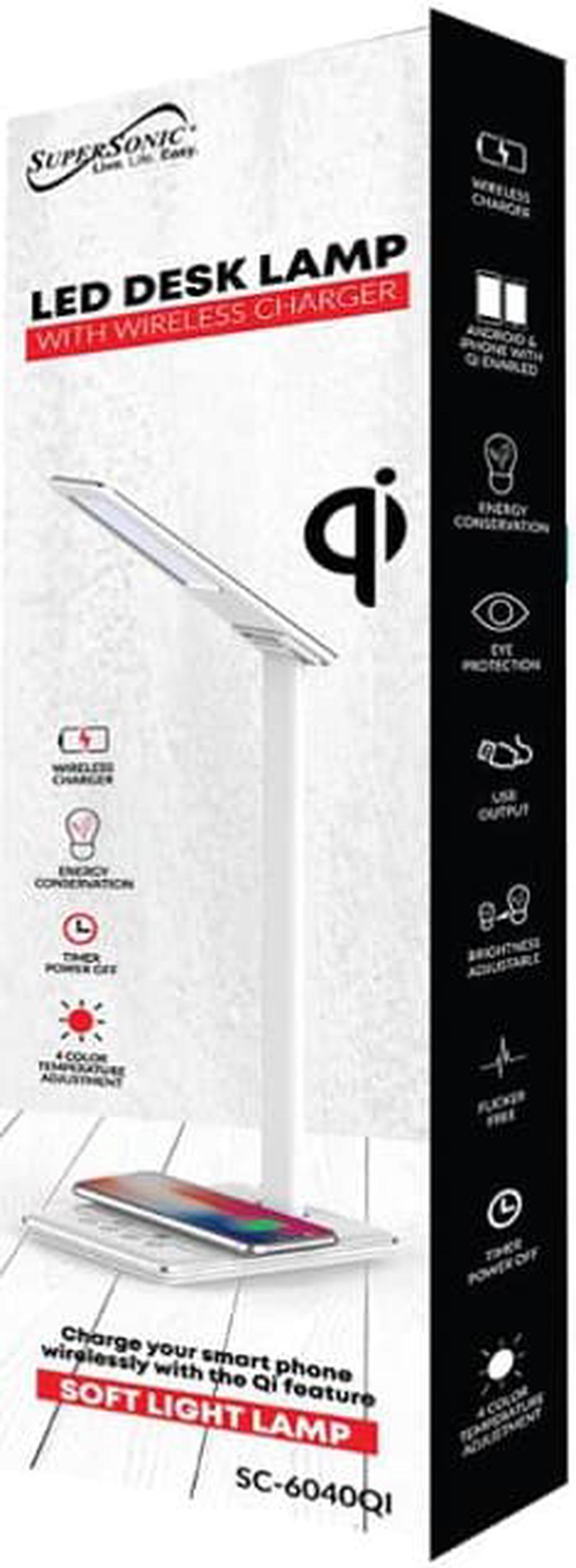 Alt view image 10 of 10 - Supersonic LED Desk Lamp with Qi Wireless Charger for Mobile Phones (SC-6040QI-White)
