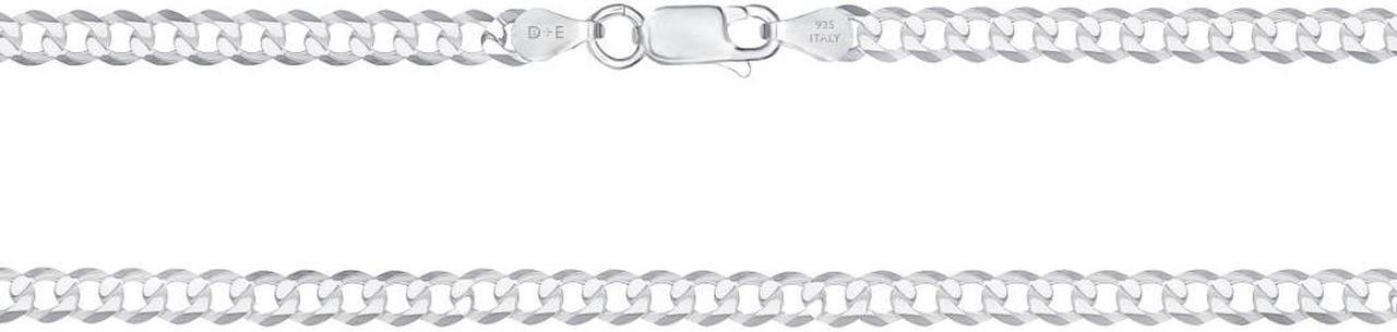 Main image of Solid 925 Sterling Silver Italian 4.8mm Flat 22 Curb Chain Necklace for Men Women CURB120-22