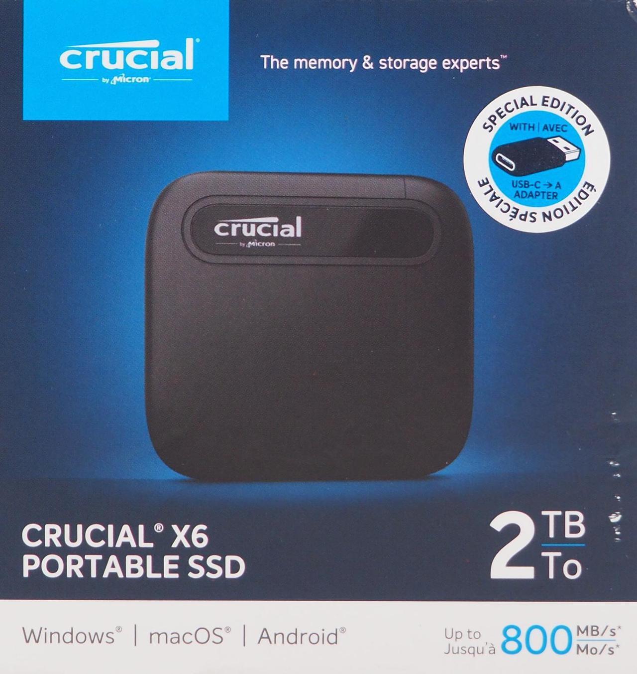 Alt view image 5 of 9 - Crucial - X6 SE 2TB External USB-C/USB-A Portable SSD CT2000X6SSD9SE