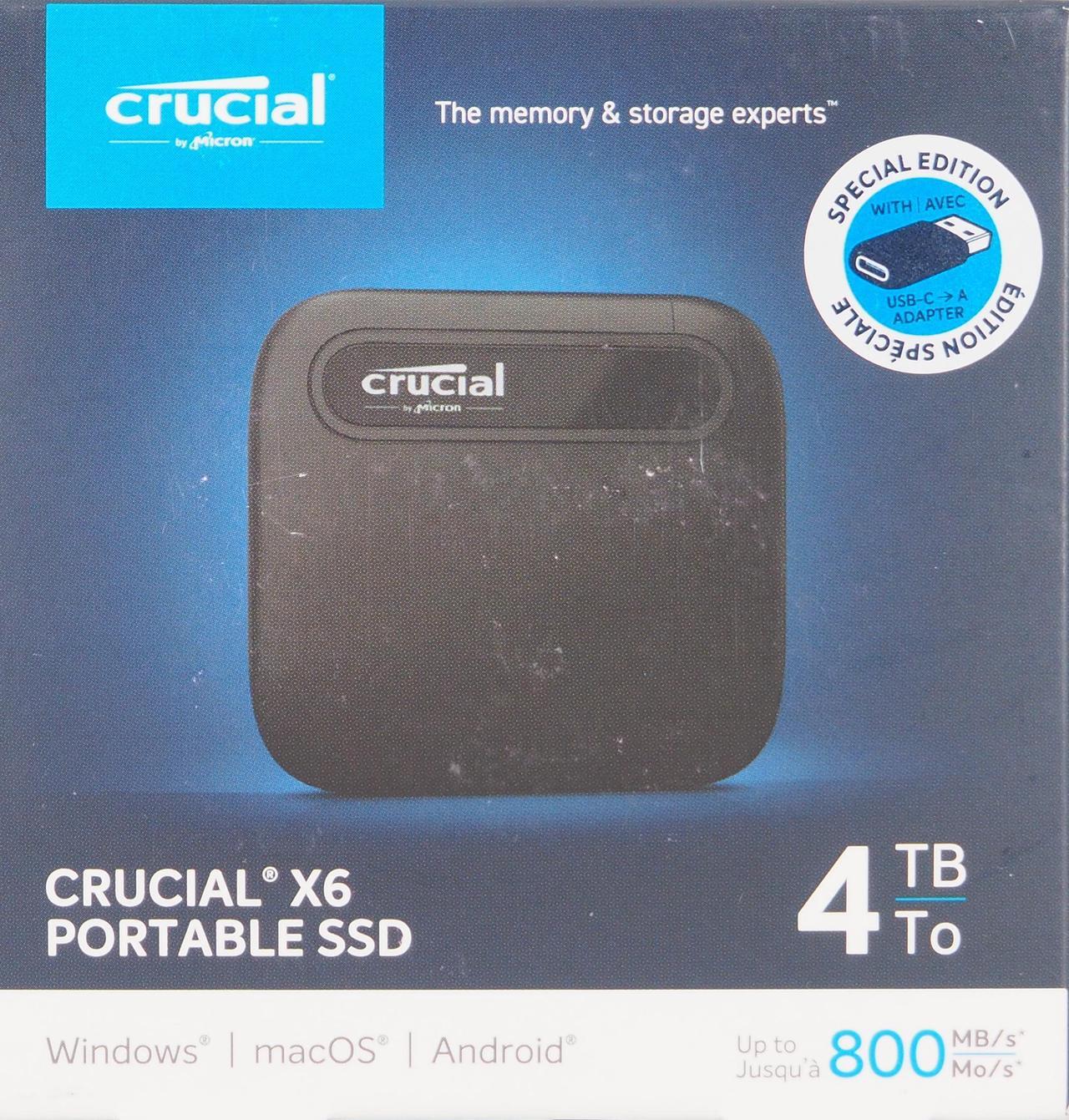 Alt view image 4 of 8 - Crucial  X6 SE 4TB External USB-C/USB-A Portable SSD CT4000X6SSD9SE