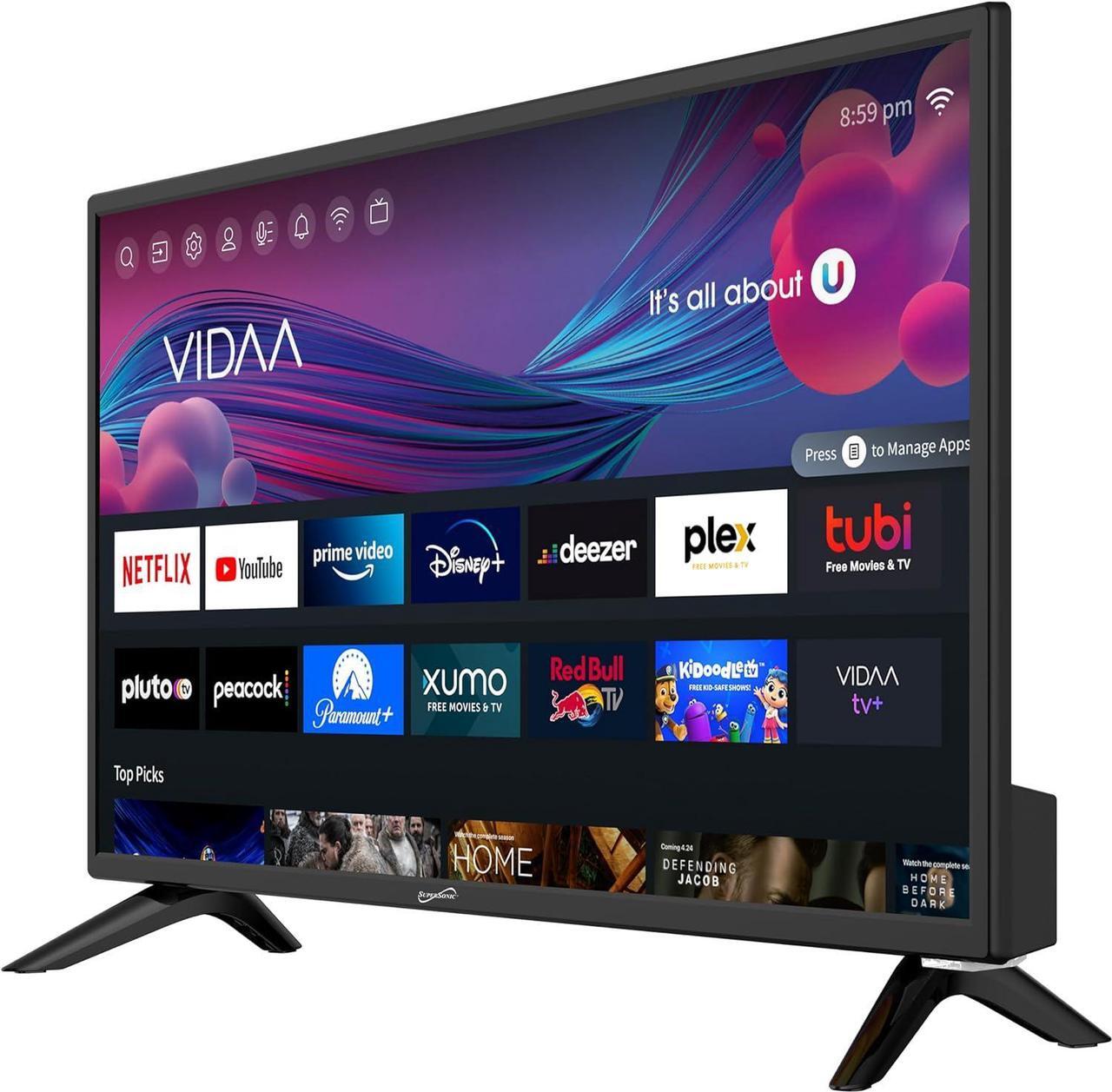 Alt view image 9 of 15 - Supersonic 24" LED Smart HDTV w DVD Player, AC/DC Compatible with Car Cord, 1080p, WiFi, SC-2426SDVD