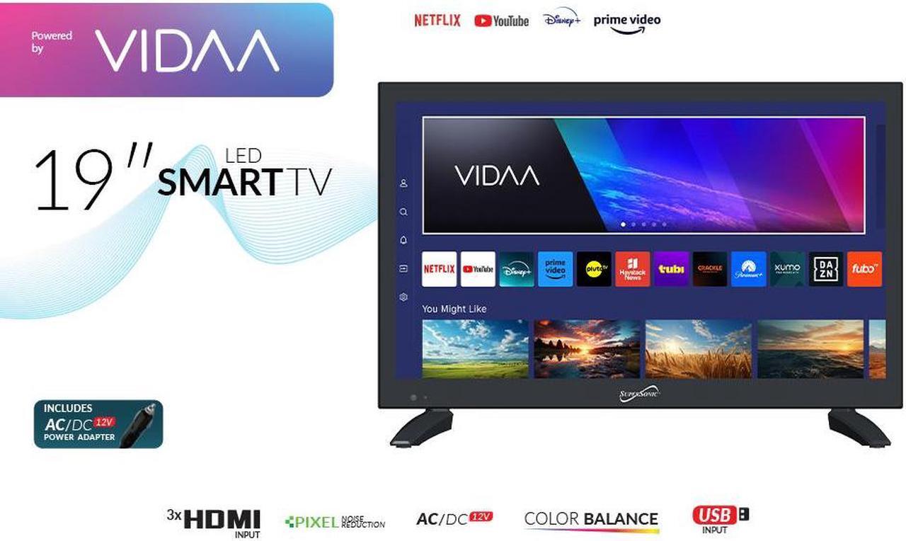 Alt view image 7 of 8 - Supersonic 18.5 inch Smart AC/DC LED TV 1080p, WiFi, Built-in Speakers, 3X HDMI Remote SC-1920VTV