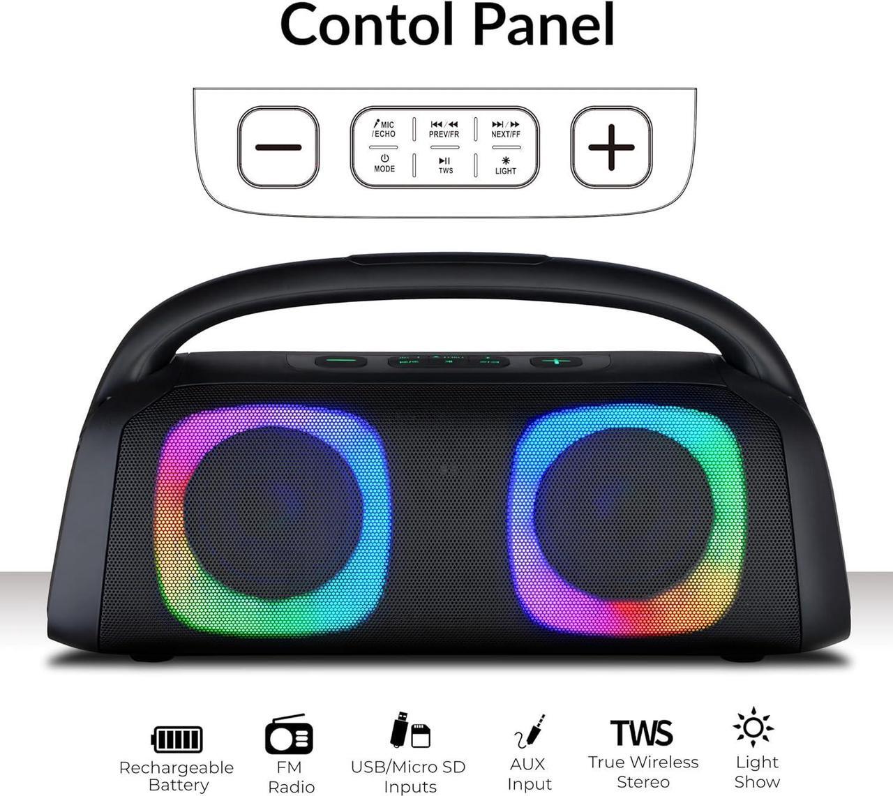 Alt view image 9 of 14 - Supersonic Portable Bluetooth Wireless Speaker Built-in Mic, USB/SD/AUX, FM SC-2322BT Blue