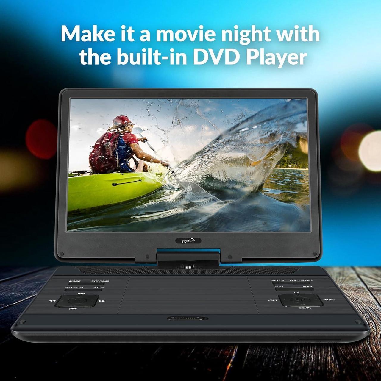 Alt view image 2 of 14 - Supersonic SC-2514, 14" Portable DVD Player with Built-in Hybrid TV Tuners, AC/DC, LED SC-2514