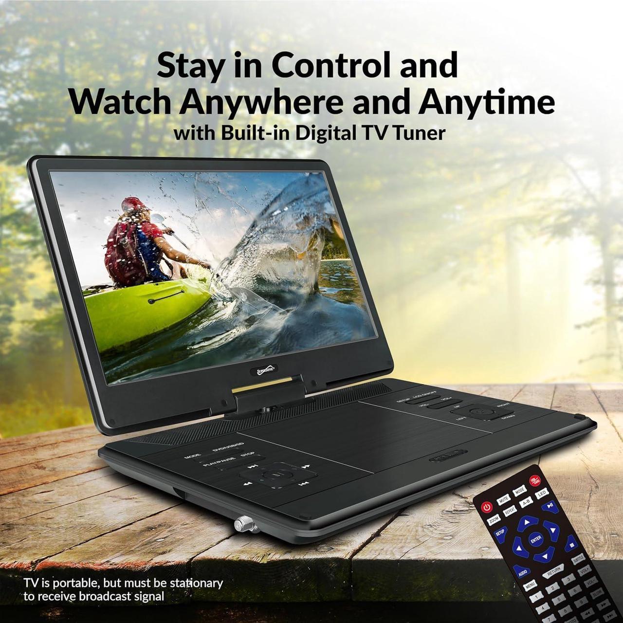 Alt view image 3 of 14 - Supersonic SC-2514, 14" Portable DVD Player with Built-in Hybrid TV Tuners, AC/DC, LED SC-2514